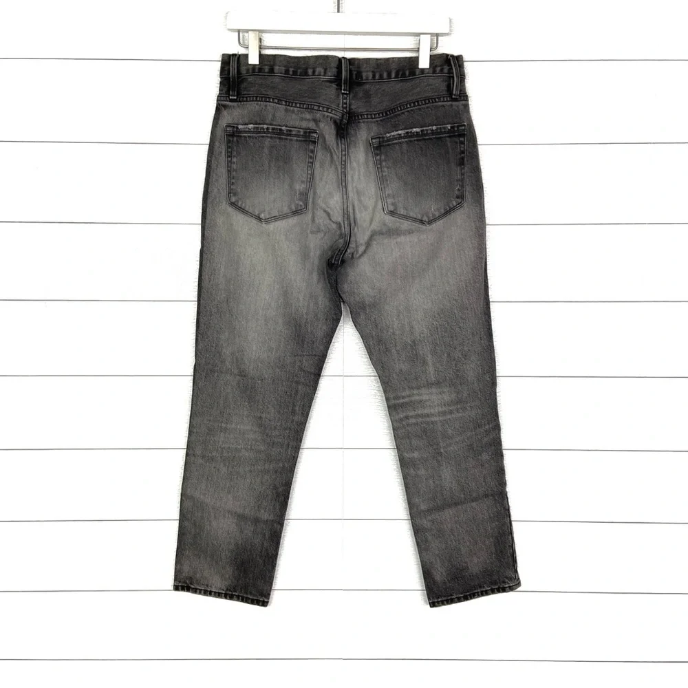 FRAME Le Nouveau High Waist Crop Straight Leg Jeans Black Gray Fade 28 - Picture 3 of 4